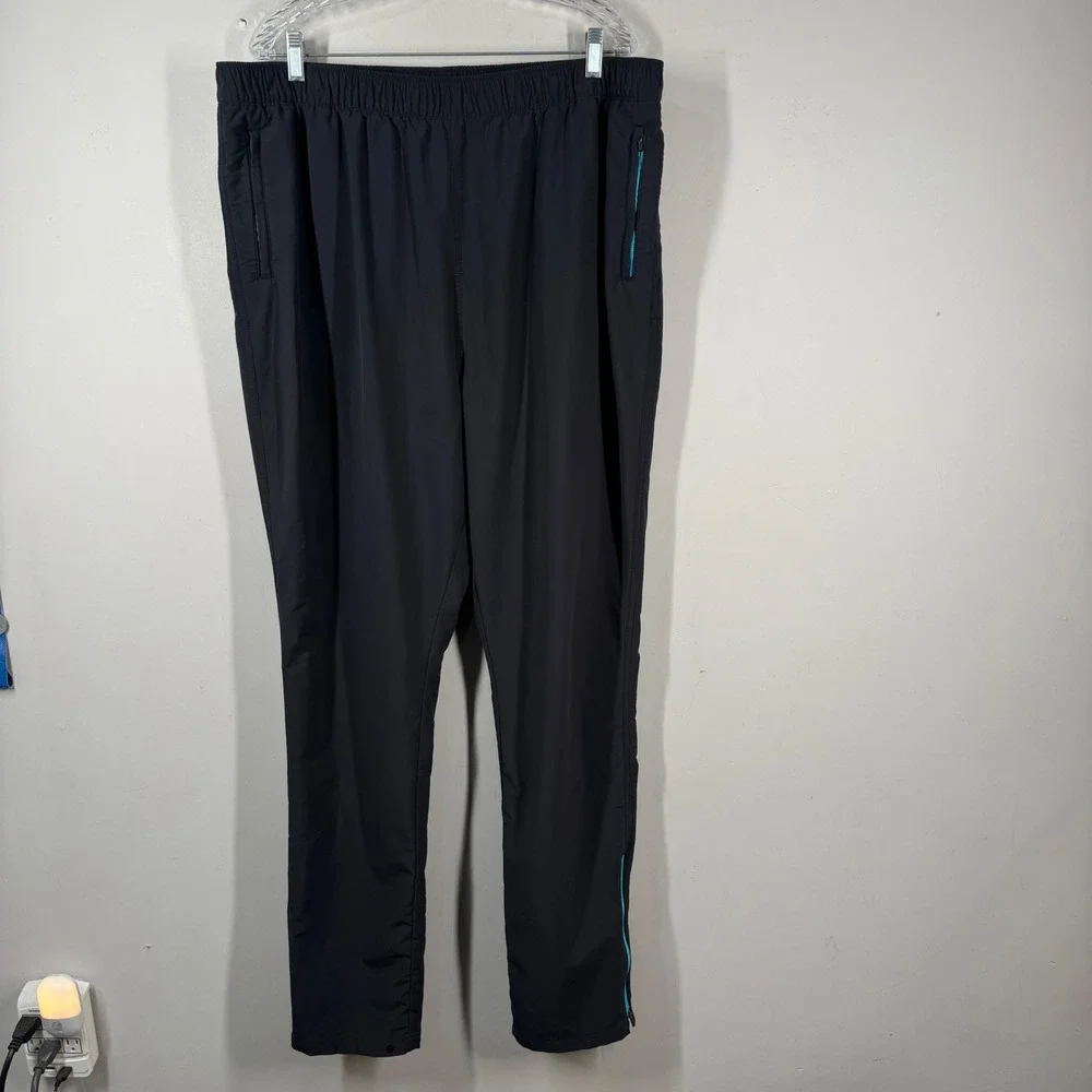 Peter Millar Crown Sport Mens XLT Black Turquoise Active Track Pants MS18EB29BT